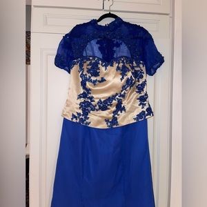 Baroque prom dress mermaid style - blue - 1X/2x - worn once